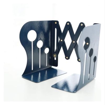 Book Ends Nonskid Bookends Stainless Steel Bookends Corner Adjustable Ornaments Wrought Iron Table Space Portable Telescopic Bookends Bookends Decorative (Color : Blu, Size : 2)