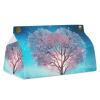 Blue Tree in The Snow Tissue Box Cover, PU Leather Rectangular Tissue Box Case Organizer Holder Vanity Dresser Night Stand Table Countertop Home Office Car 7.7X4.7X4.3'' view 1