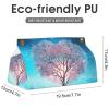 Blue Tree in The Snow Tissue Box Cover, PU Leather Rectangular Tissue Box Case Organizer Holder Vanity Dresser Night Stand Table Countertop Home Office Car 7.7X4.7X4.3'' view 3