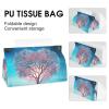 Blue Tree in The Snow Tissue Box Cover, PU Leather Rectangular Tissue Box Case Organizer Holder Vanity Dresser Night Stand Table Countertop Home Office Car 7.7X4.7X4.3'' view 4