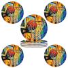 Coasters for Drinks, Absorbent Ceramic Stone Coasters Set of 4 Cork Base Psychedelic Graphic Basketball Cups Table Mats for Home Decor view 1