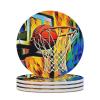 Coasters for Drinks, Absorbent Ceramic Stone Coasters Set of 4 Cork Base Psychedelic Graphic Basketball Cups Table Mats for Home Decor view 2