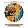 Coasters for Drinks, Absorbent Ceramic Stone Coasters Set of 4 Cork Base Psychedelic Graphic Basketball Cups Table Mats for Home Decor view 3