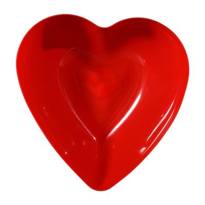 A1U Red Valentine Heart-Shaped Deep Bowls, Themed-Party Multi-Use Storage Organizer Canisters Gift Stuff Favor Stackable Reusable Plastic Home Kitchen Dinnerware Serveware Decorations, 1 ct.