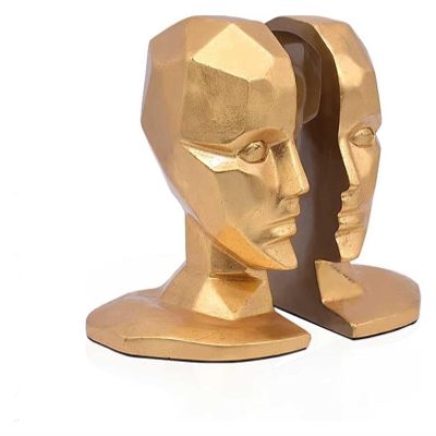 Book Ends Resin Human Face Brain Bookends Vintage Book Stand Adjustable Bookshelf Stand for Books Home Office Decorations Desk Organizer Bookends for Shelves