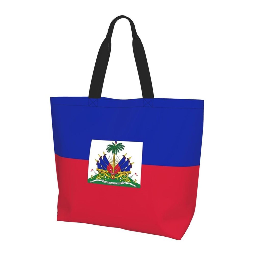 ROSIHODE Cute Haiti Flag Large Tote Bag For Women Reusable Grocery Bag Haitian Shopping Bag for Travel Work Beach Gym