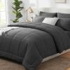 CozyLux Twin Comforter Set with Sheets Dark Grey, 5 Pieces Bed in a Bag, Dark Gray Comforter Twin Size, All Season Bedding Set with Stitch Quilted Comforter, Flat Sheet, Fitted Sheet, Pillowcases view 1