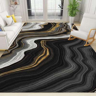 ARRAMU Black and Gold Marble Texture Area Rugs 4x5 Gradient Layer Bright Luxurious Boys Rugs for Bedroom, Kids Room Rug Soft Fuzzy Washable for Living Room Game Room Coffee Table