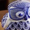 DECRZPB Handcrafted Ceramic Blue and White Porcelain Owl Sculpture Animal Ornament Hotel Home Decor Office Wedding Gift view 3