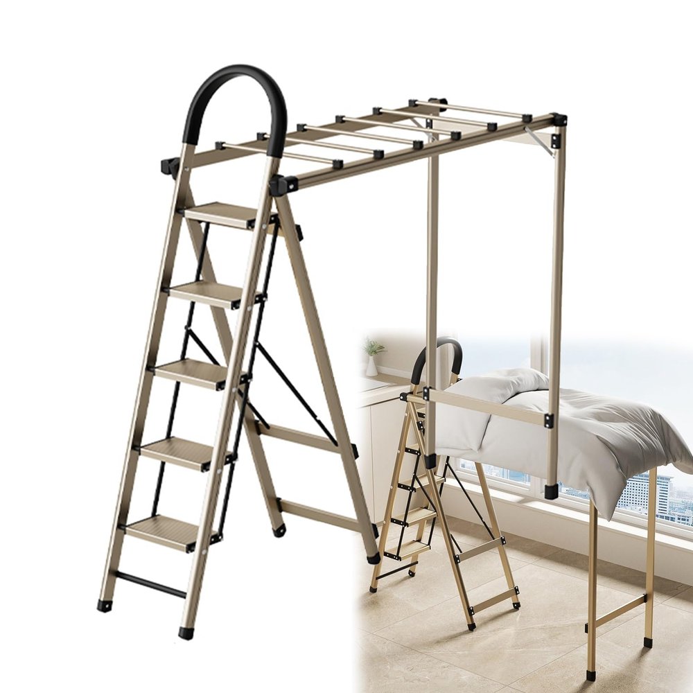 Clothes Drying Rack Foldable With Ladder Laundry Racks For Drying Clothes,Space Saving Laundry and Drying Rack,Freestanding Washing Machine Organizer for Bathroom, Apartment and Laundry Room ( Color :