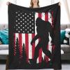 Bigfoot and American Flag Flannel Fleece Throw Blanket Soft Cozy Plush Bed Blanket for Couch Sofa Bedroom 60"x80" view 4