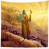 CORFOTO 70x47 Inch Fabric Moses Holding Ten Commandments Tablets Tapestry Moses in Mount Wall Hanging Israel Bible Story Tapestry for Bedroom Aesthetic Living Room College Dorm Decor view 1