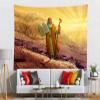 CORFOTO 70x47 Inch Fabric Moses Holding Ten Commandments Tablets Tapestry Moses in Mount Wall Hanging Israel Bible Story Tapestry for Bedroom Aesthetic Living Room College Dorm Decor view 3