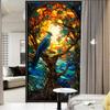 SOPIYRIO Fun Bird Stained Glass Window Film Fantasy Tree Blue Animals Privacy Window Film Non-Adhesive Glass Film Decorative Static Cling Film for Home Office 23.6Wx35.4L inch view 1