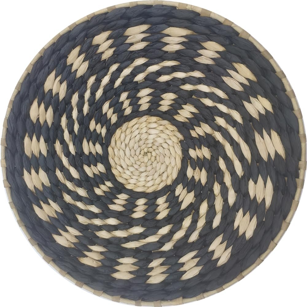 Boho Wall Basket Decor ,Natural Rattan Woven Basket , Hand Woven Baskets Wall Decor, Rattan Wall Decor Decoration for Living Room or Bedroom,Woven Bowls Trays Hanging Baskets (E, L-11.8inch)