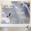 CORFOTO 140x117 Inch Fabric Jewish Man Blowing Shofar Horn Tapestry White Tallit Man Rosh Hashanah White Cloud Wall Hanging Judaism New Year Jew Tapestry for Bedroom Living Room College Dorm Decor view 2