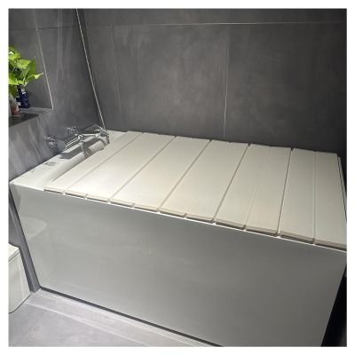 Bathtub Tray Folding Bathtub Cover Dust-Proof Shutter Bath Lid Bathtub Tray, 1cm Thickness Scalable Insulation Board for Milk Baths Spa, 8 Sizes, Bearing 10kg Multifunctional (Color : White, Size :