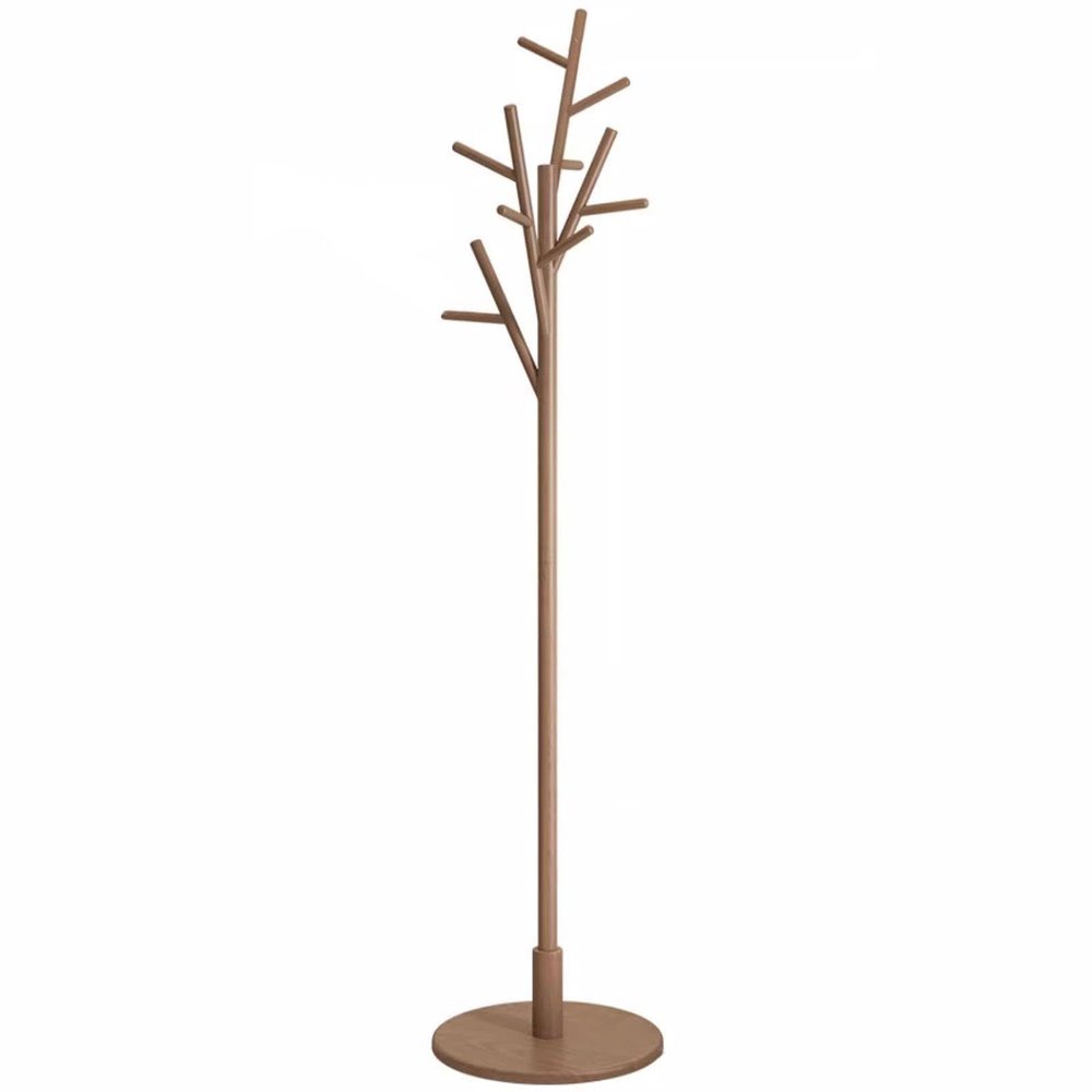 DECORN Coat Rack Freestanding Wood Tree Rack with 8 Hooks and Stable Round Base, Creative Design Tree Branch-look, Coat Tree Clothes Hanger Stand for Entryway, Hallway, Bedroom,Walnut
