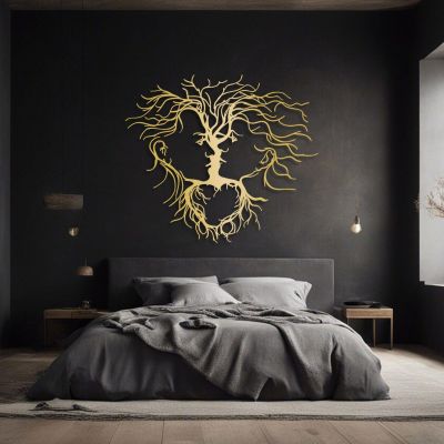 Metal Love Wall Decor, Couple Metal Wall Art, Metal Heart Wall Decor, Couple Wall Decor, Couple Kissing Wall Art, Metal Minimalist Wall Art, Bedroom Wall Decorfor Couples, Valentines Day Gift (24"x20" | 60x52 cm, Gold)