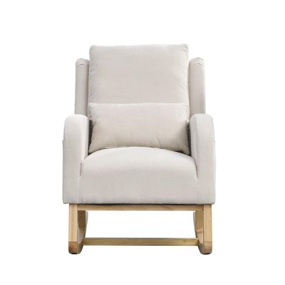 Fulvari Rocking Chair Nursery, Upholstered Accent Rocker Glider Chair for Nursery, Modern Rocker Chair with Armchair Rocking Chair Indoor for Living Room, Bedroom and Playroom Beige One Size
