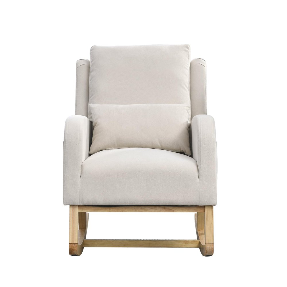 Fulvari Rocking Chair Nursery, Upholstered Accent Rocker Glider Chair for Nursery, Modern Rocker Chair with Armchair Rocking Chair Indoor for Living Room, Bedroom and Playroom Beige One Size
