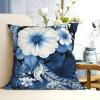 Blue and white floral pattern Print Throw Pillow Cover Decorative Throw Pillow Covers Soft Couch Pillowcase Square Cushion Case Farmhouse Pillow Covers For Sofa Bedroom Living Room Home Decor 16"x16" view 2