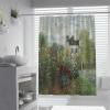 FLLIEEPUO Aesthetic Rustic Green Curtain for Women Kids Monet Bathroom Curtains Country Garden Red Floral Scenery Fabric Curtain Liner 60Wx72L(in) view 1