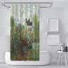 FLLIEEPUO Aesthetic Rustic Green Curtain for Women Kids Monet Bathroom Curtains Country Garden Red Floral Scenery Fabric Curtain Liner 60Wx72L(in) view 2