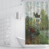 FLLIEEPUO Aesthetic Rustic Green Curtain for Women Kids Monet Bathroom Curtains Country Garden Red Floral Scenery Fabric Curtain Liner 60Wx72L(in) view 3