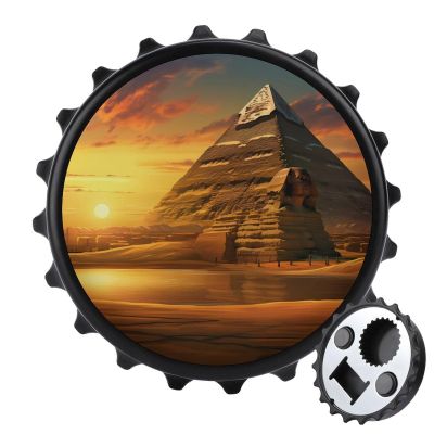 Ancient Egypt Secrets Pyramid Sphinx Magnetic Bottle Opener Funny Beer Opener Fridge Sticker for Refrigerator Black-Style