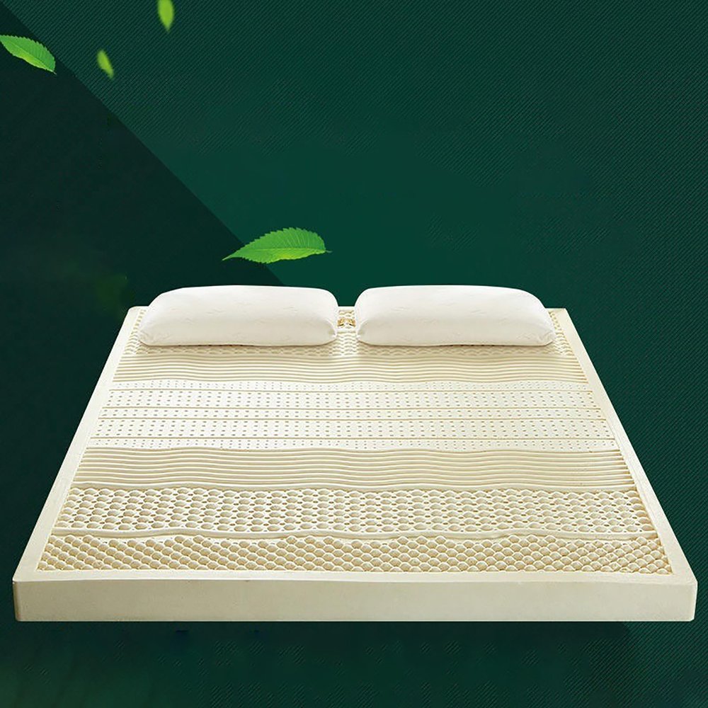 NaKeah 100% Natural Latex Topper Firm - Ergonomic 7-Zone Latex Mattress Topper Massage Pressure Release Bed Mattress,7.5cm,135x190cm