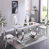 Goujxcy Modern 5-Piece Dining Table Set, 70" Faux Marble Rectangle Dining Room Table with 4 Leather Chairs view 1