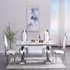 Goujxcy Modern 5-Piece Dining Table Set, 70" Faux Marble Rectangle Dining Room Table with 4 Leather Chairs view 2