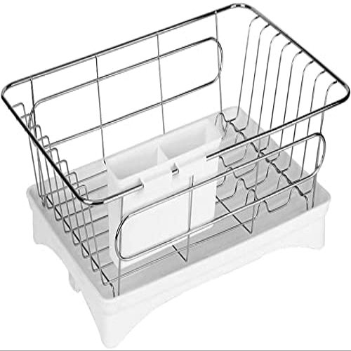 KouRy Draining Racks Cutlery Drying Racks with Drain Plates, Stainless Steel Storage Racks for countertops, Stainless Steel Cutlery Drain Racks with Kitchen Counter Utensil Racks