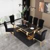 Goujxcy Black Marble Dining Table Set for 4, Luxury Gold Kitchen Table and Chairs Set of 4, 70" Faux Marble Rectangle Dining Room Table with 4 Leather Chairs,Modern 5-Piece Dining Table Set view 2
