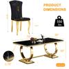 Goujxcy Black Marble Dining Table Set for 4, Luxury Gold Kitchen Table and Chairs Set of 4, 70" Faux Marble Rectangle Dining Room Table with 4 Leather Chairs,Modern 5-Piece Dining Table Set view 3