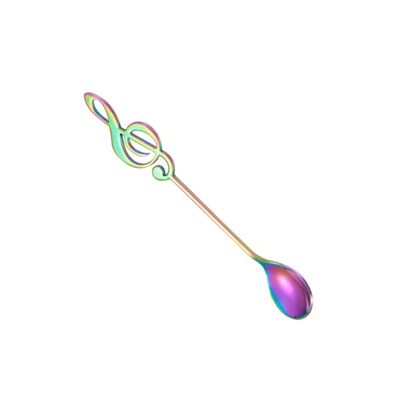 Cabilock Stainless Steel Titanium-coated Coffee Spoon Musical Note Handle Iridescent Dessert Scoop for Coffee Tea and Sweet Snacks Ergonomic Stirring Spoon for Home and Catering Use