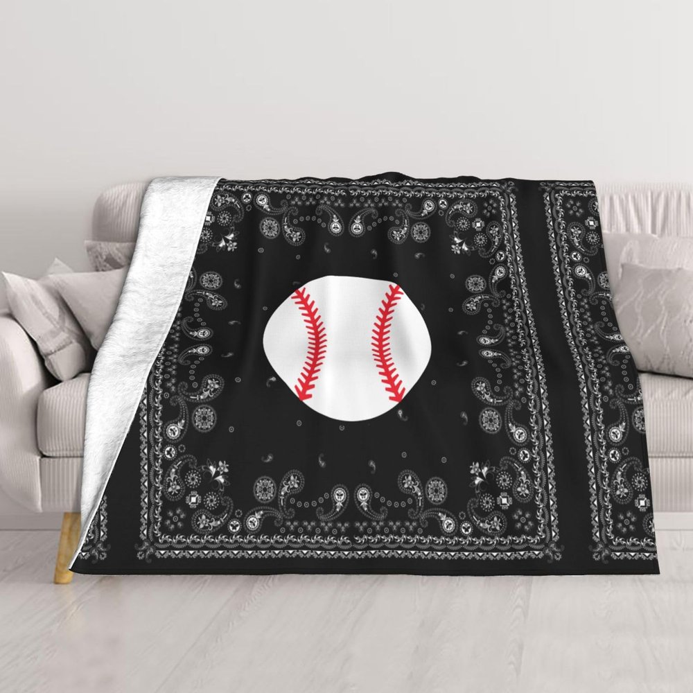 Art Baseball Pattern Throw Blanket for Couch Sofa Or Bed Throw Size, Soft Fuzzy Plush Lightweight Blanket