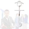 JOuan Coat Rack, Freestanding Clothes Valet Stand Solid Wood Standing Suit Hange Valet Stand Round Storage Tray and L-shaped Hanger Unisex Metal and Wood Mute 138 x 35CM view 1