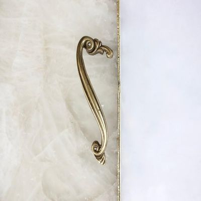 AANTHROPOLOGY By Rhea White Agate Serving Tray with Brass Handles | Square -14 * 14