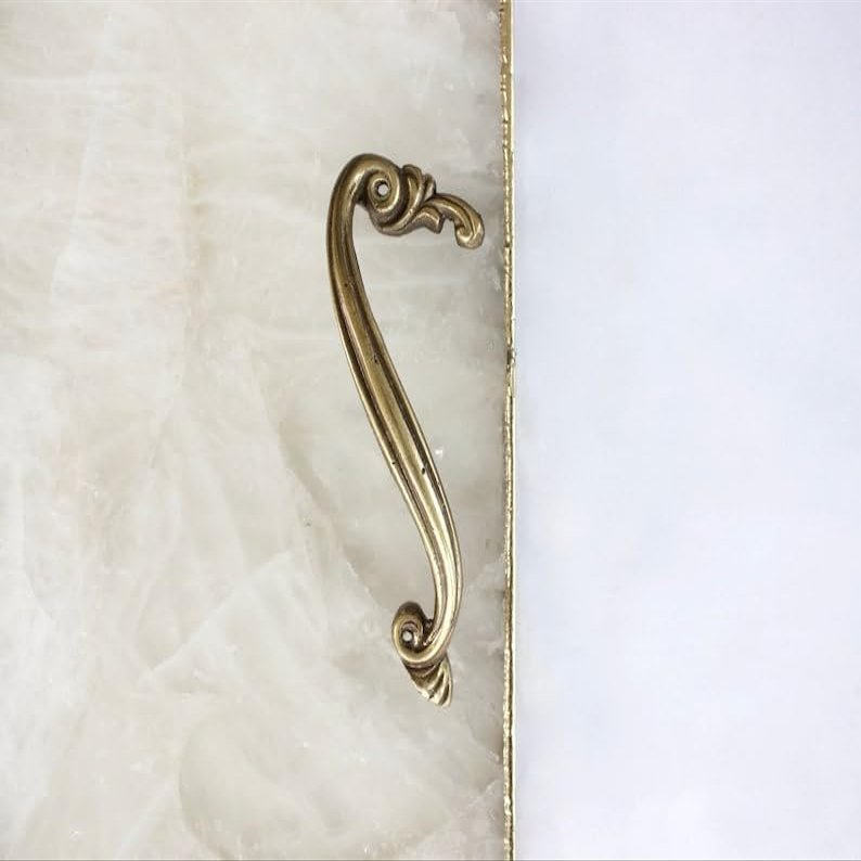 AANTHROPOLOGY By Rhea White Agate Serving Tray with Brass Handles | Square -14 * 14