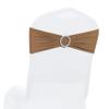 MDS Pack of 25 Spandex Chair Sashes Bow Premium Stretch Chair Cover Band with Buckle Slider Universal fits Elastic Stretch Chair Ties for Wedding Party Banquet Events Decoration - Mocha view 1
