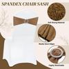 MDS Pack of 25 Spandex Chair Sashes Bow Premium Stretch Chair Cover Band with Buckle Slider Universal fits Elastic Stretch Chair Ties for Wedding Party Banquet Events Decoration - Mocha view 3