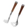 Alipis 2pcs Stainless Steel Manual Potato Masher Wood Handle Kitchen Tool for Smooth Potatoes Design for Easy Cleaning for Home Cooking view 1