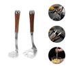 Alipis 2pcs Stainless Steel Manual Potato Masher Wood Handle Kitchen Tool for Smooth Potatoes Design for Easy Cleaning for Home Cooking view 4