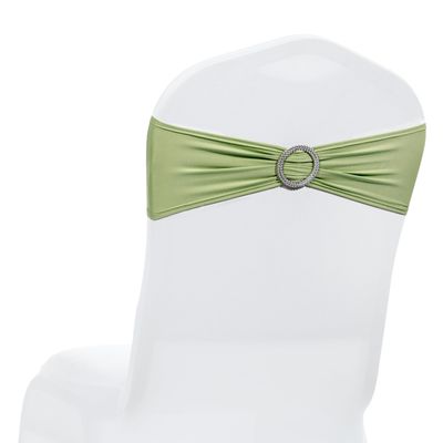 MDS Pack of 75 Spandex Chair Sashes Bow Premium Stretch Chair Cover Band with Buckle Slider Universal fits Elastic Dining Chair Ties for Wedding Party Banquet Events Decoration - Sage Green