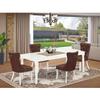 HomeStock Rectangle Dining Set with 4 Chairs - Linen White Kitchen Table Set view 1