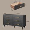 Aiho 6 Drawer Dresser for Bedroom, Chest of Drawers with Silent Gliding Slides  Metal Handles, Wood Storage Chest for Nursery, Living Room, Entryway, Black Dresser view 2