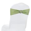 MDS Pack of 50 Spandex Chair Sashes Bow Premium Stretch Chair Cover Band with Buckle Slider Universal fits Elastic Dining Chair Ties for Wedding Party Banquet Events Decoration - Sage Green view 1