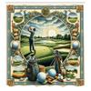 Ambesonne Golf Themed Shower Curtain, Hobby Concept Classicism Style Painting Effect Hills Sunrise, Cloth Fabric Bathroom Decor Set with Hooks, 69" W x 84" L, Fern Green Blue and Mustard view 4